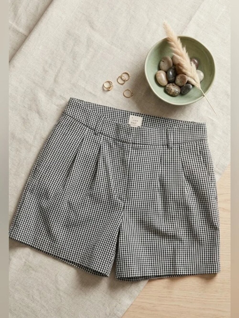 A New Day Black White Gingham High Rise Tailored Shorts Size 14 NWT